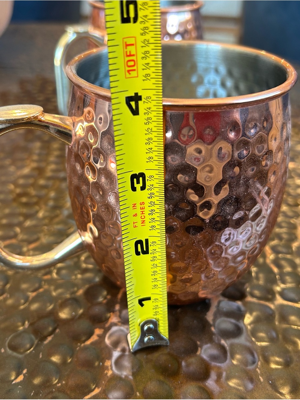 Copper Hammered Moscow Mule Mugs set of 2- Copper Finish - Picture 3 of 5